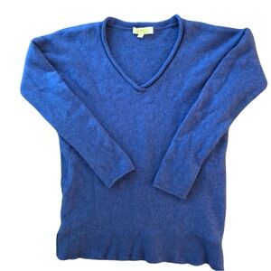 Kimora’s Cashmere V-Neck Sweater 100% Cashmere Royal Blue Long Sleeve Size Large